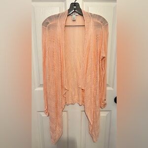 WHITE HOUSE BLACK MARKET Women’s Pink Knit Cascade Open Front Cardigan Sweater